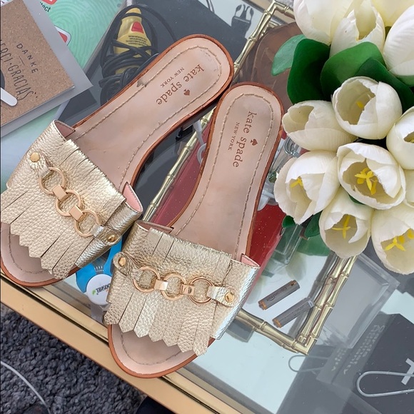Kate Spade Gold Fringe Slides - Picture 7 of 8